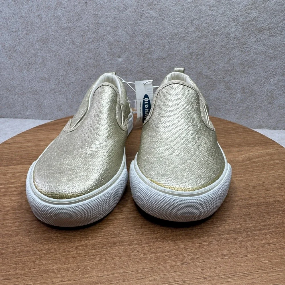 Old Navy Girls Gold Metallic Slip On Sneakers Shoes Size 11 Casual Everyday‎ NWT